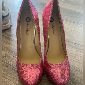Pink glitter high heels
